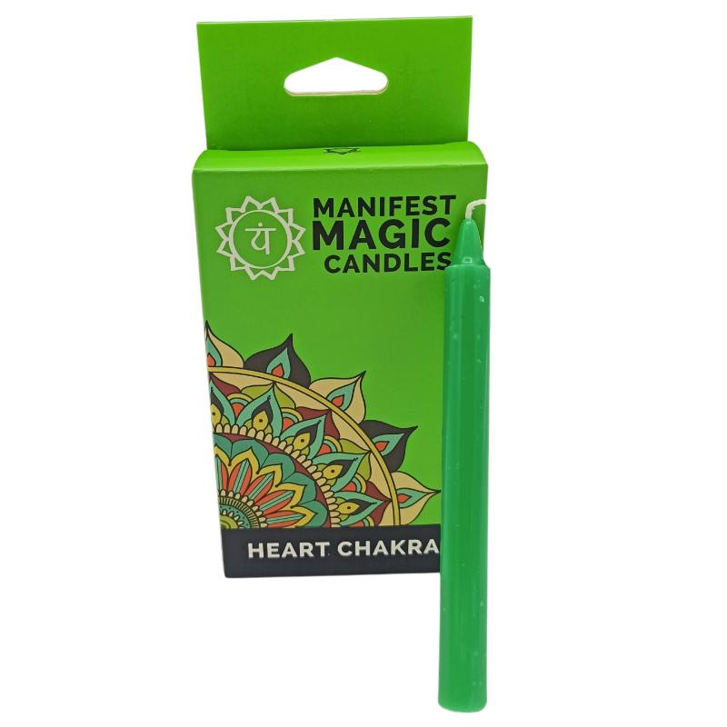 Manifestačné magické Sviečky (balenie po 12 ks) - Zelené - Srdcová Čakra / Hojnosť