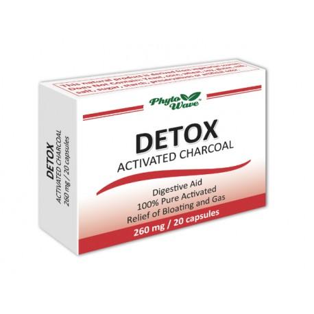 DETOX aktívne uhlie, 260 mg, Phyto Wave, 20 kapsúl