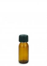 Sklenená fľaša jantárová 60 ml PP28 s PFP skrutkovacím uzáverom 28 ROPP