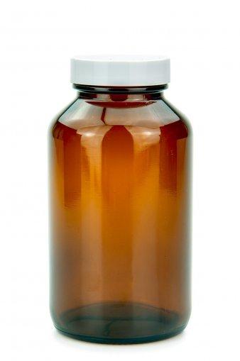 Sklenená nádoba na tabletky jantárová so širokým hrdlom 300 ml 45/400 s EPE vložkou