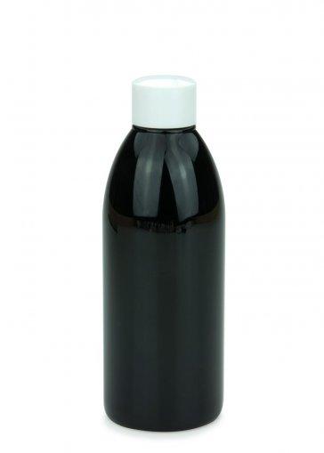 PET fľaša Rafael 250 ml čierna so skrutkovacím uzáverom 24/410