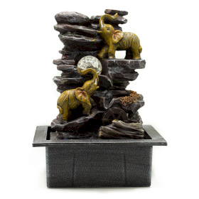 35cm - Stolová Fontánka - Slony, Krištáľová Guľa a Vodné Koleso