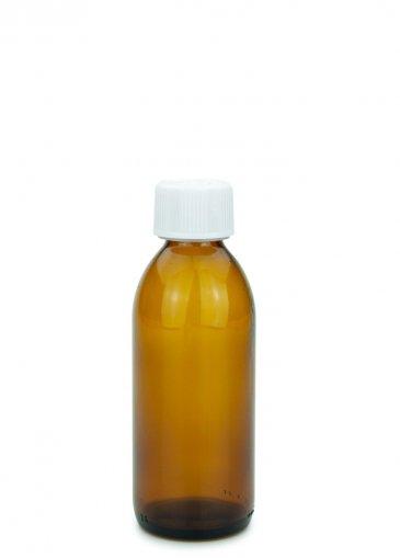 Sklenená fľaša jantárová 200 ml PP28 s PFP skrutkovacím uzáverom 28 ROPP