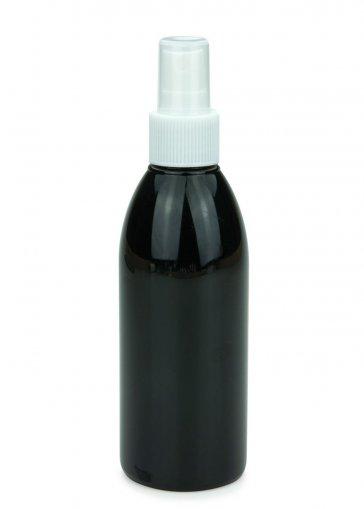 PET fľaša RIGOLETTO 200 ml čierna s rozprašovačom jemnej hmly 24/410
