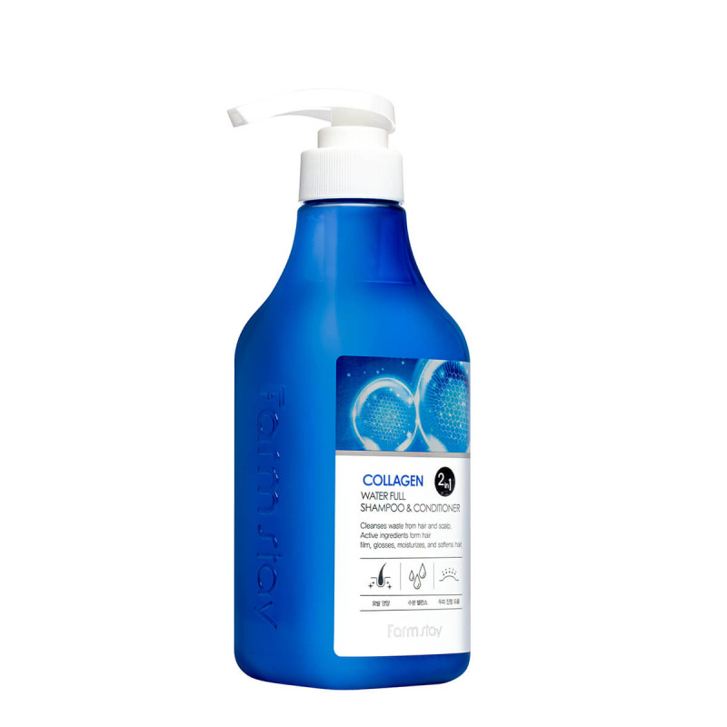 FARMSTAY COLLAGEN Aqua FULL šampón & kondicionér, 530 ml 1