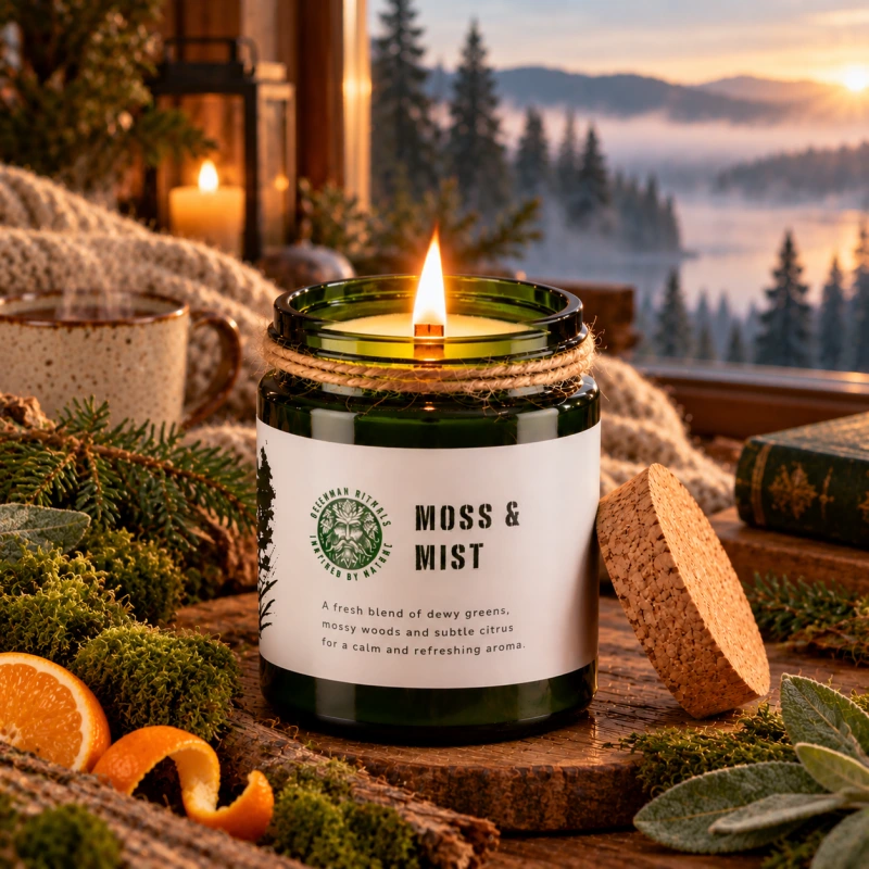 🌿 Sójová sviečka Mach a hmla – Moss & Mist Woodwick 1