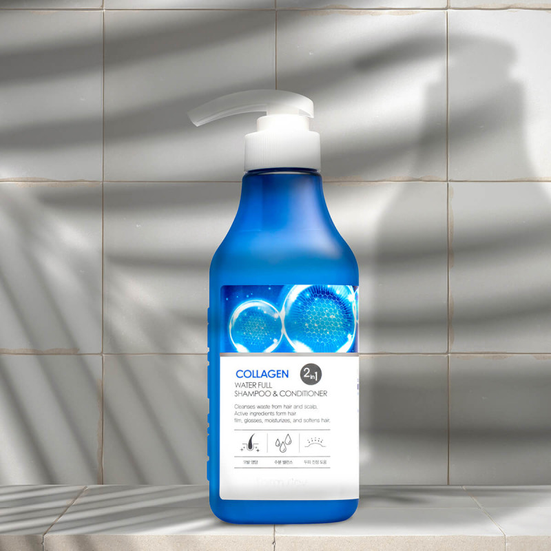 FARMSTAY COLLAGEN Aqua FULL šampón & kondicionér, 530 ml