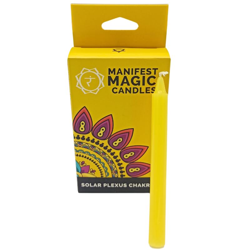Manifestačné magické Sviečky (balenie po 12 ks) - Žlté - Solar Plexus Čakra / Šťastie