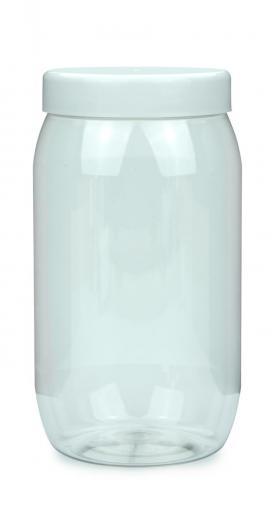 PET plastová nádoba Valcová 1000 ml 36 oz číra so skrutkovacím viečkom biela, hrdlo 82 RTS