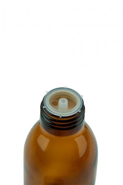 Sklenená fľaša jantárová 250 ml PP28 so skrutkovacím uzáverom a kvapkadlom
