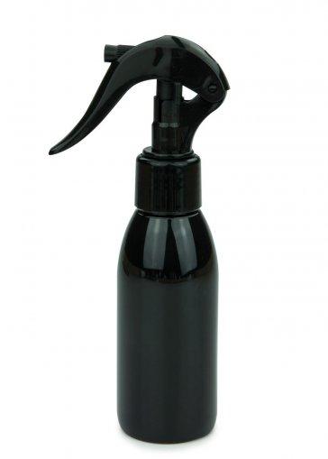 PET fľaša RIGOLETTO 100 ml čierna s rozprašovačom Mini trigger 24/410