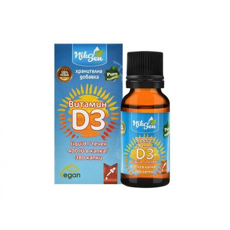 Vitamín D3, tekutý, 400 IU v kvapke, Niksen, 20 ml
