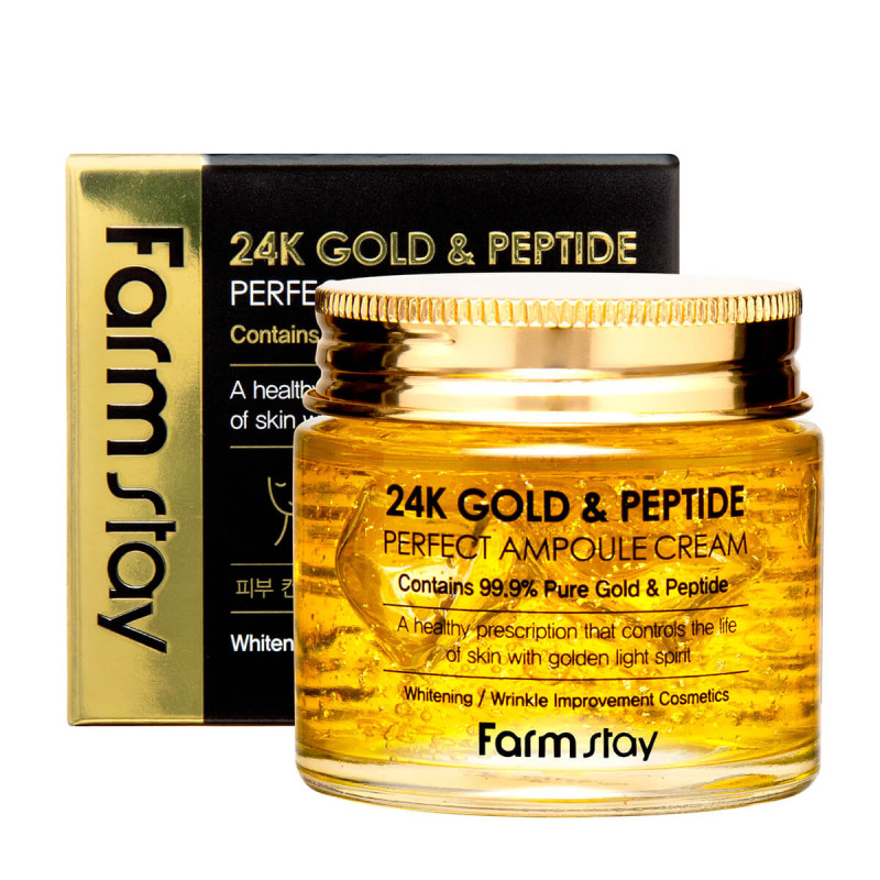 FARMSTAY 24K GOLD & PEPTIDE PERFECT ampulkový krém, 80 ml 3