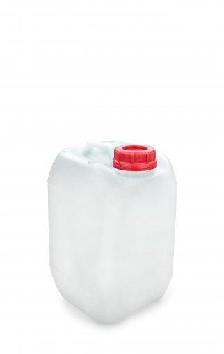 Kanister 5 litrový stohovateľný so skrutkovacím uzáverom DIN 51 biely/červený uzáver