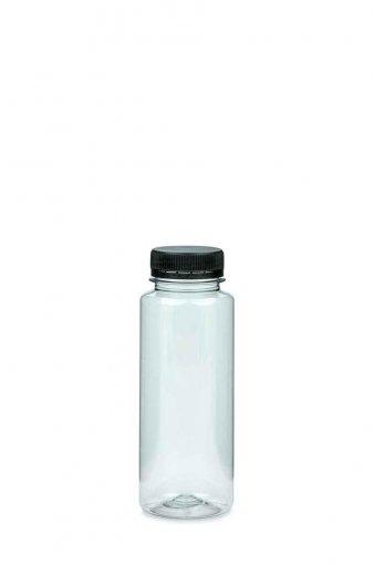 R-PET fľaša Smoothie štíhla 250 ml 38 mm číra so skrutkovacím uzáverom 38 biela 3-č