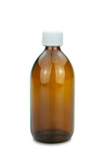 Sklenená fľaša jantárová 500 ml PP28 s PFP skrutkovacím uzáverom 28 ROPP