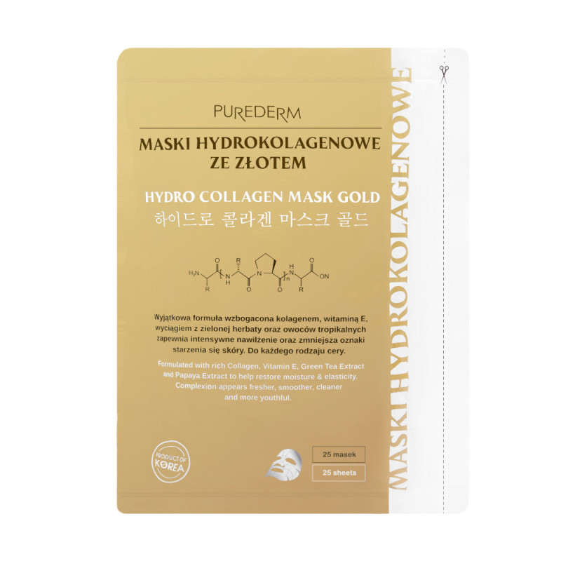 PUREDERM Hydro kolagénová maska ​​Gold, 25 ks.