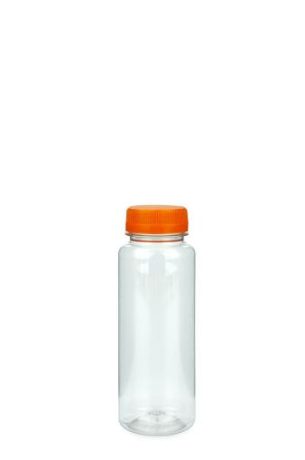 XXP 300/ 3696 ks R-PET fľaša Smoothie štíhla 250 ml číra so skrutkovacím uzáverom 6