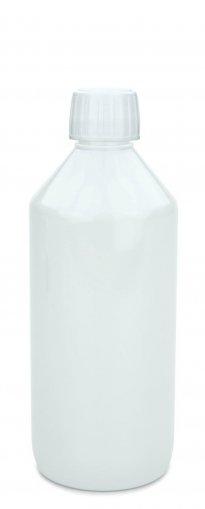 PET laboratórna fľaša 500 ml biela so skrutkovacím uzáverom 28 ROPP biely