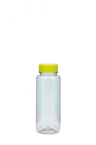 R-PET fľaša Smoothie štíhla 250 ml 38 mm číra so skrutkovacím uzáverom 38 biela 3-č