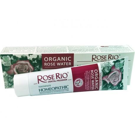 Homeopatická zubná pasta s organickou ružovou vodou, RoseRio, 65 ml