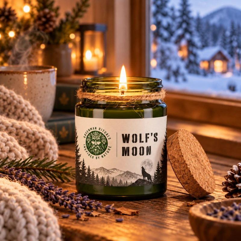 🌙 Sójová sviečka Vlčí mesiac Wolf's Moon 80 g – tajomná vôňa lesa, ambry a pačuli 1