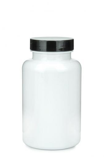 PET fľaša biela 250 ml 9 oz 45/400 s čiernym skrutkovacím uzáverom 45/400 s EPE vložkou