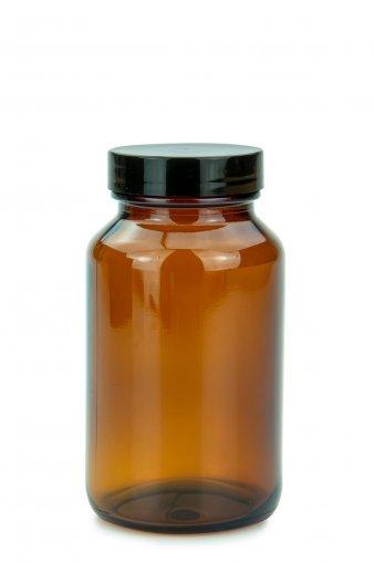 Sklenená nádoba na tabletky jantárová so širokým hrdlom 200 ml 45/400 s EPE vložkou