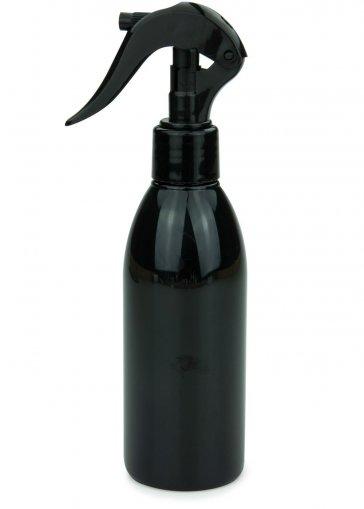 PET fľaša RIGOLETTO 200 ml čierna s rozprašovačom Mini trigger 24/410