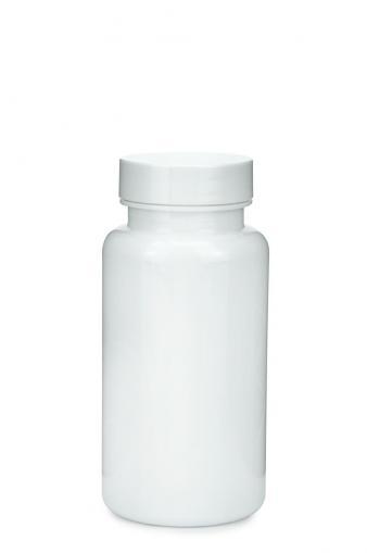 PET fľaša so širokým hrdlom biela 150 ml  38/400 s bielym uzáverom s EPE vložkou