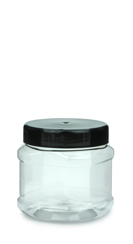 XXP 280/2002 ks PET dóza Osemhranná 400 ml číra so skrutkovacím viečkom, hrdlo 82 RTS 1