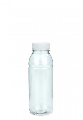 Recyklačná PET fľaša Smoothie 330 ml 38 mm číra so skrutkovacím uzáverom 38 biela 3-č.