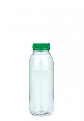 Recyklačná PET fľaša Smoothie 330 ml 38 mm číra so skrutkovacím uzáverom 38 biela 3-č.