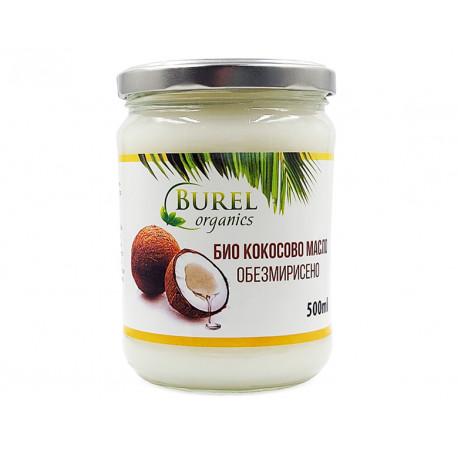 Bio kokosový olej, deodorizovaný, Burel Organics, 500 ml