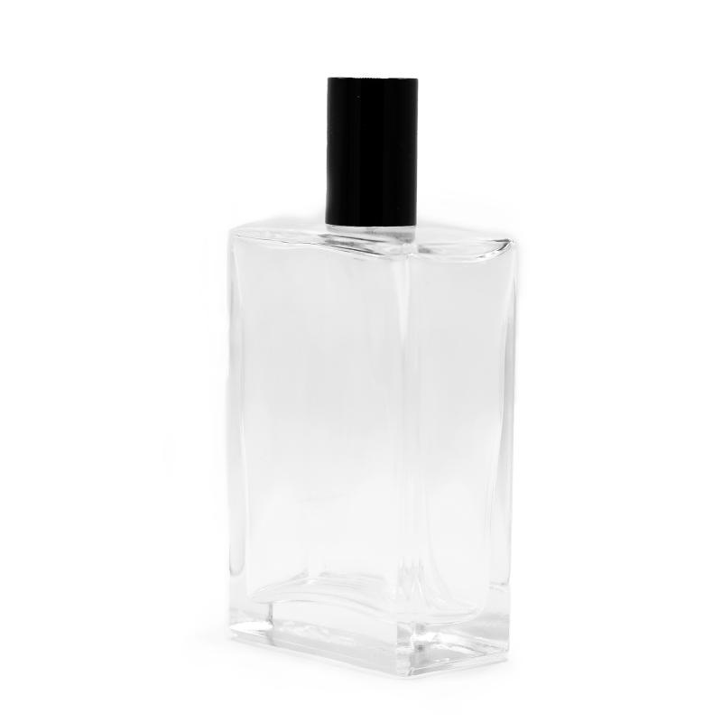 Hranatá robustná Fľaša na parfum, Čierny sprej a uzáver 50 ml / 100 ml