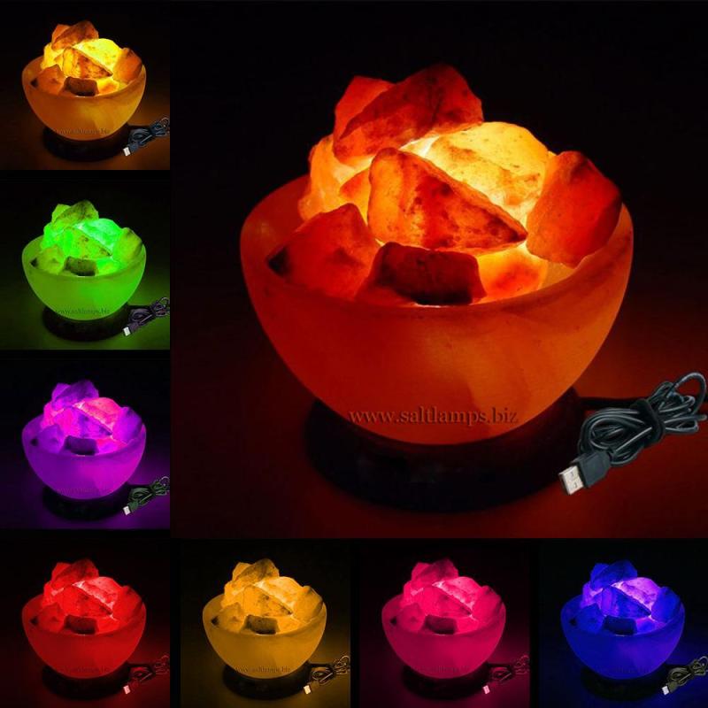 Elektrická USB lampa - Miska s himalájskou soľou meniaca farby