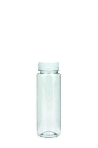 R-PET fľaša na smoothie 200 ml, štíhla, číra 38 mm, so skrutkovacím uzáverom, 3-št