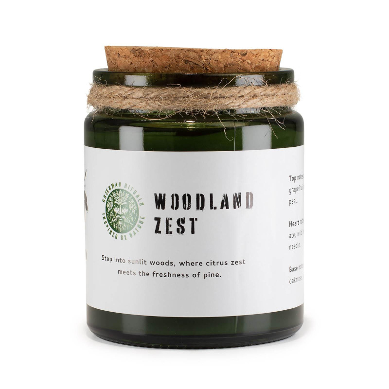 🌲 Sójová sviečka Lesná sviežosť Woodland Zest 160 g - citrusy, borovica a drevité tóny