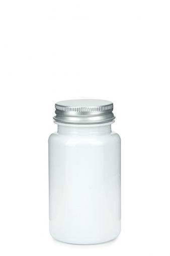 PET fľaša so širokým hrdlom biela 100 ml  38/400 s hliníkovým uzáverom s EPE vložkou