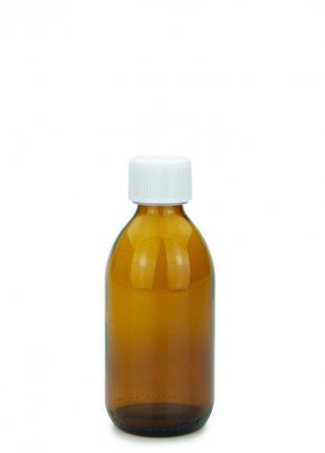 Sklenená fľaša jantárová 250 ml PP28 s PFP skrutkovacím uzáverom 28 ROPP