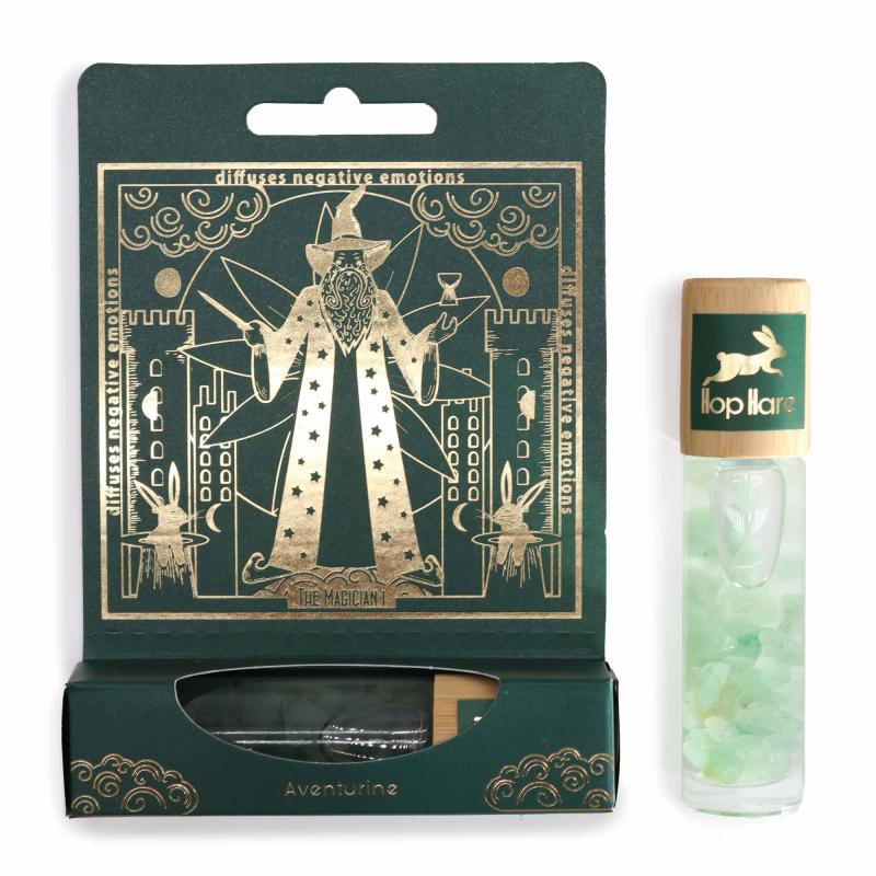 Roll on s esenciálnymi olejmi a drahokamom Tarot - Kúzelník so zeleným avanturínom