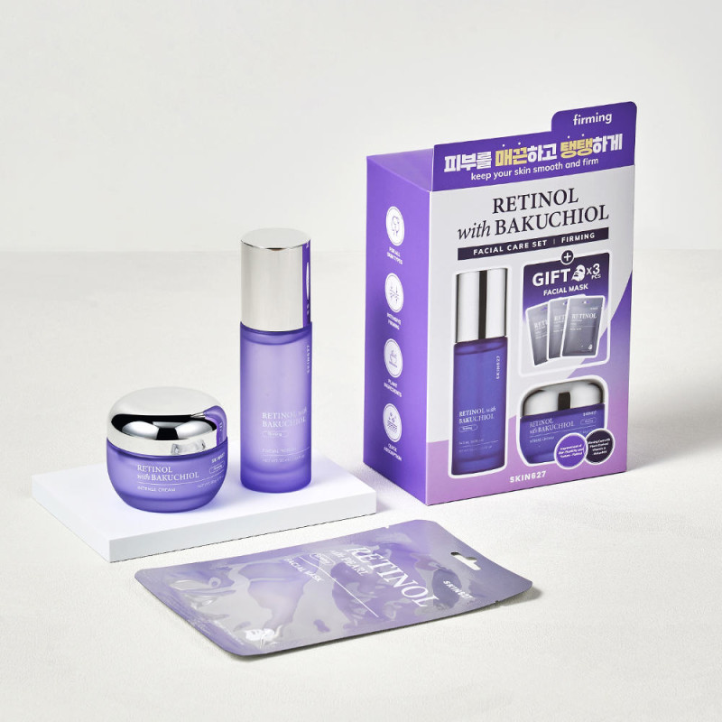 Sada na starostlivosť o tvár SKIN627 RETINOL s BAKUCHIOLOM, 3 x 22 ml + 50 g + 50 ml