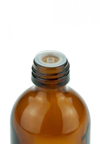 Sklenená fľaša jantárová 50 ml PP28 so skrutkovacím uzáverom a kvapkadlom