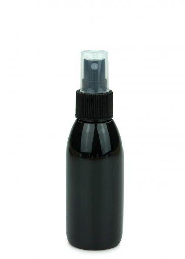 PET fľaša RIGOLETTO 100 ml čierna s rozprašovačom jemnej hmly 24/410 čierna