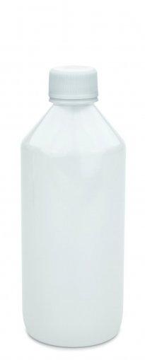 Laboratórna fľaša PET 500 ml biela so skrutkovacím uzáverom 28 ROPP základná biela