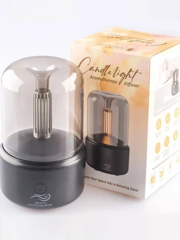 Aroma difuzér sviečkové svetlo – USB, 120 ml, čierna/biela 1