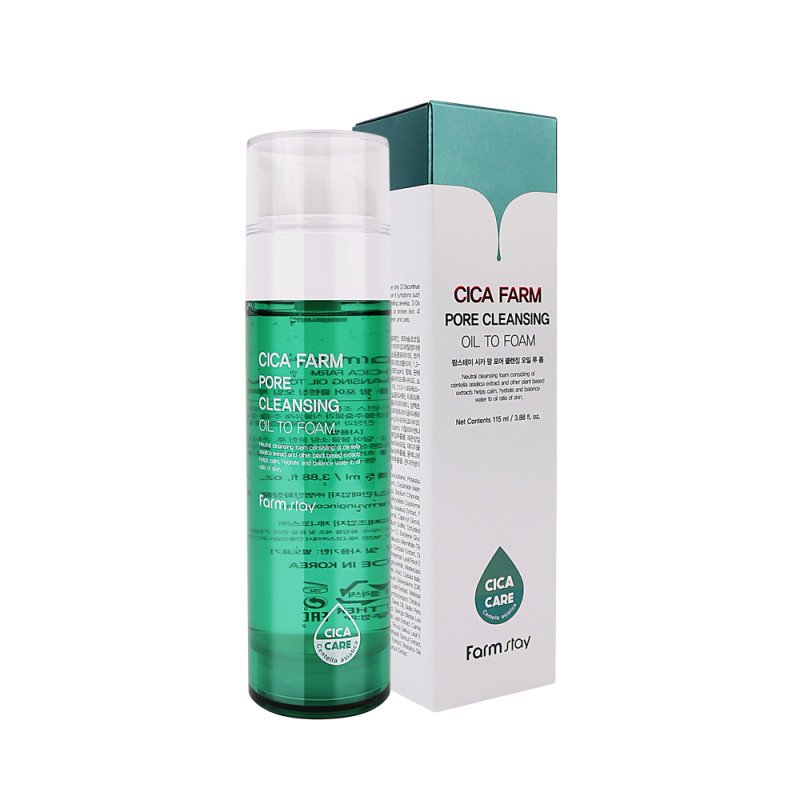 FARMSTAY CICA FARM Pore Cleansing OIL TO Foam - Čistiaci olej na póry, 115 ml 1