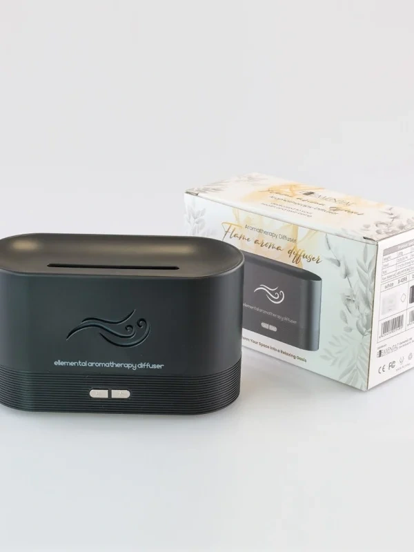 Aroma difuzér Flame 180 ml – efekt plameňa, USB, čierny / biely