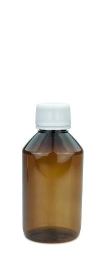 XPP 288/2592 ks PET Laboratórna fľaša PET 150 ml jantárová s uzáverom 28 ROPP
