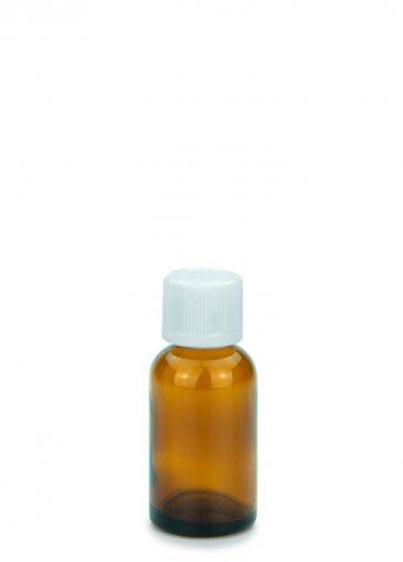 Sklenená fľaša jantárová 30 ml PFP18 s PFP Skrutkovací uzáver PFP28